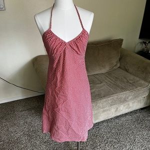 Vintage Red White Checkered Halter Dress